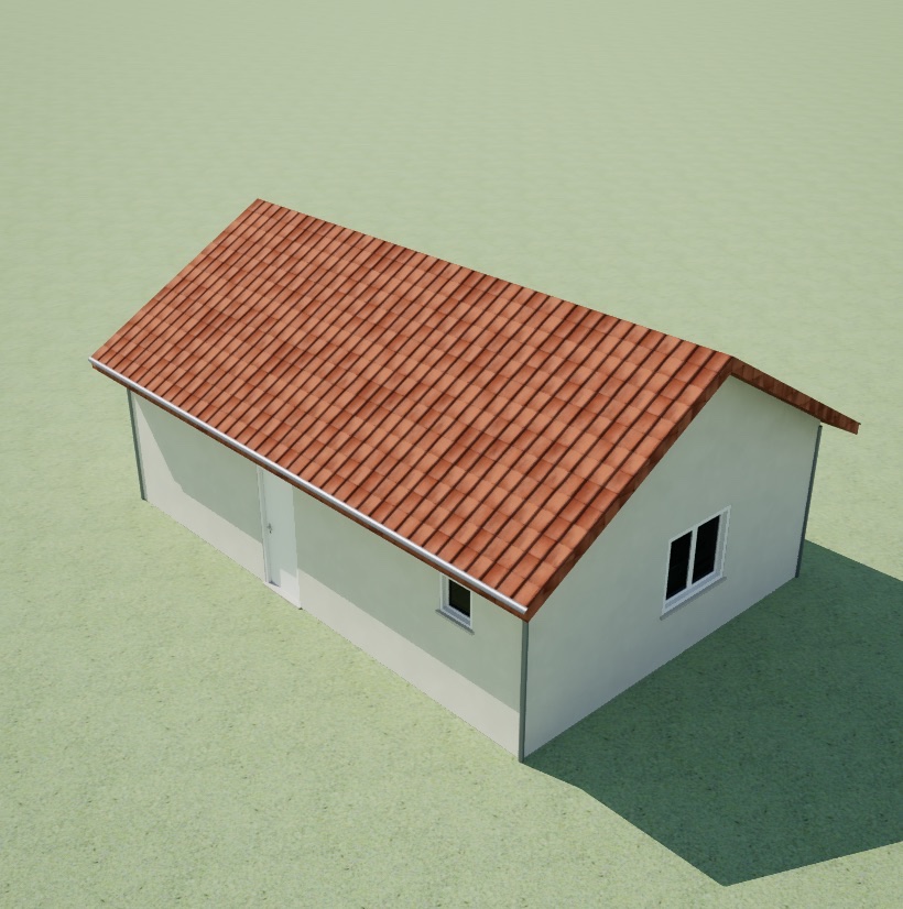 Exterior render of a house in afternoon sun